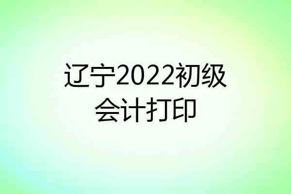 辽宁2022初级会计打印