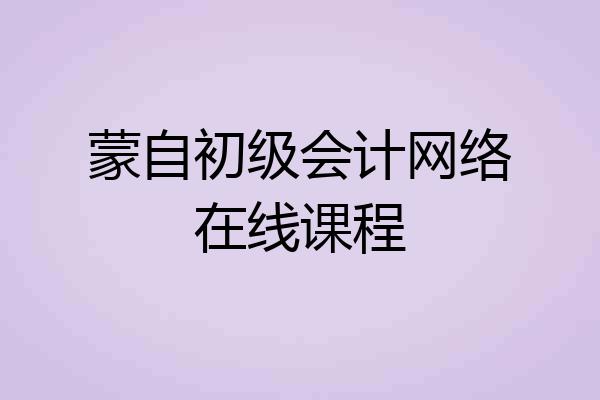 蒙自初级会计网络在线课程