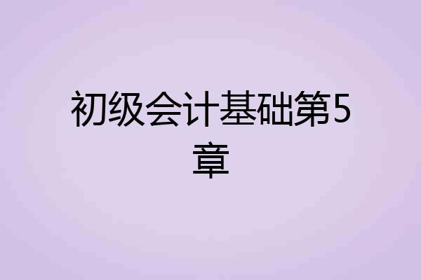 初级会计基础第5章