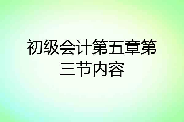初级会计第五章第三节内容