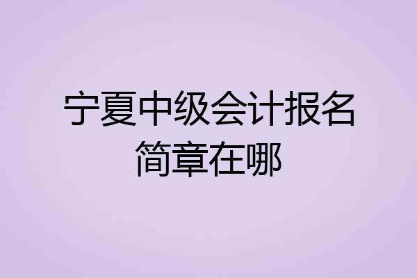 宁夏中级会计报名简章在哪