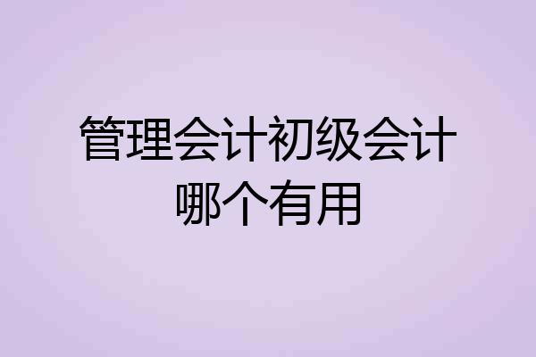管理会计初级会计哪个有用