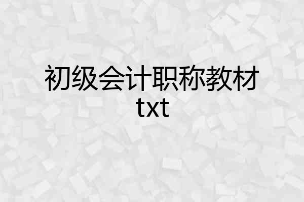 初级会计职称教材txt