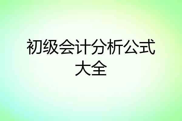 初级会计分析公式大全