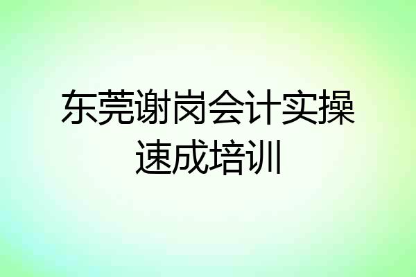 东莞谢岗会计实操速成培训
