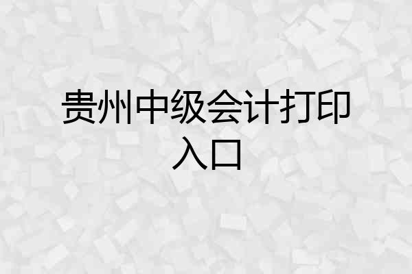 贵州中级会计打印入口