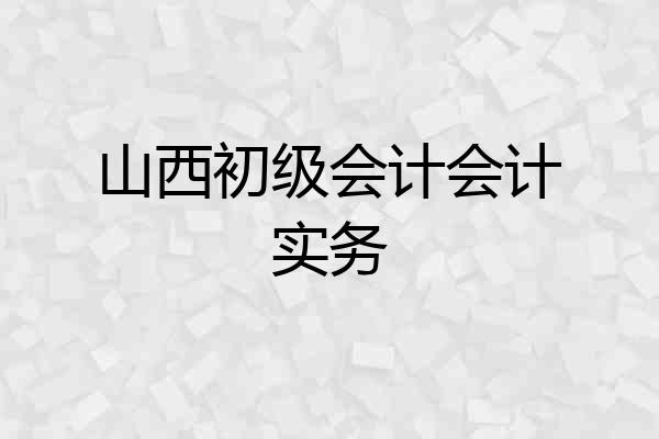 山西初级会计会计实务