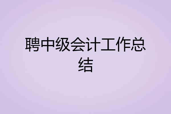 聘中级会计工作总结