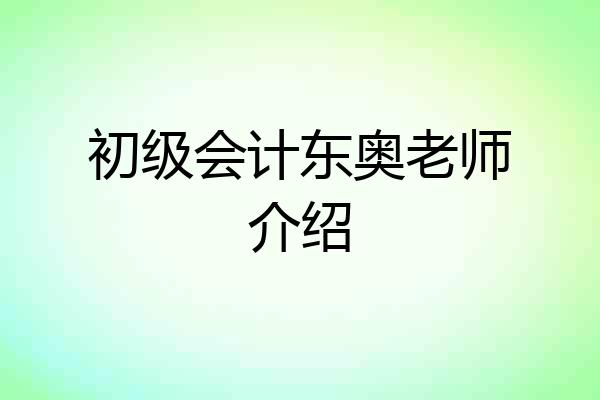 初级会计东奥老师介绍