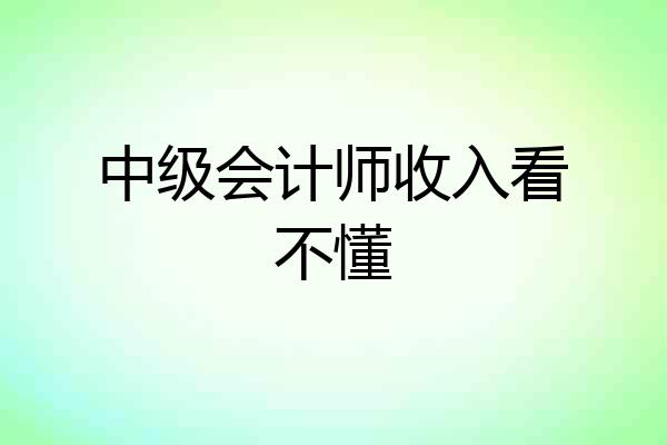 中级会计师收入看不懂