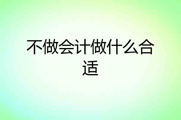 不做会计做什么合适