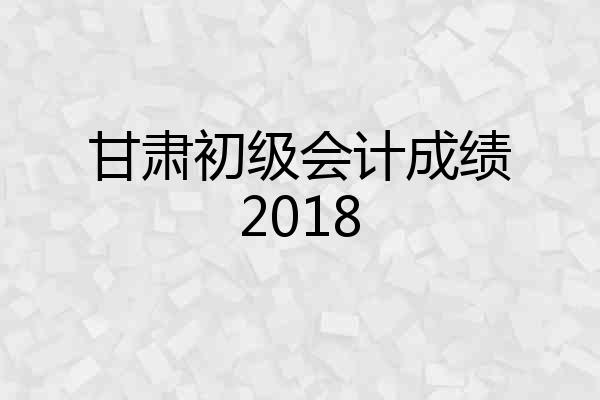甘肃初级会计成绩2018