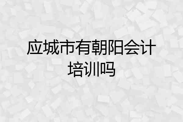 应城市有朝阳会计培训吗
