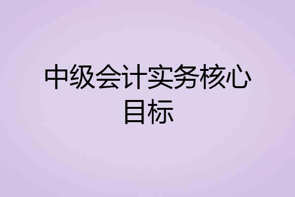 中级会计实务核心目标
