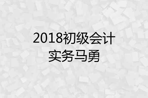 2018初级会计实务马勇