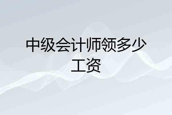中级会计师领多少工资
