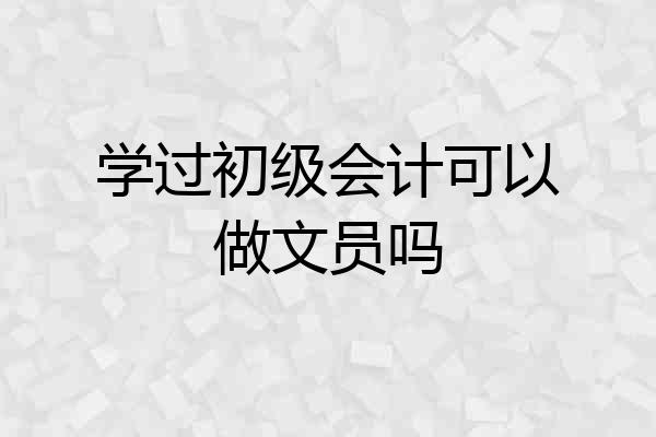 学过初级会计可以做文员吗