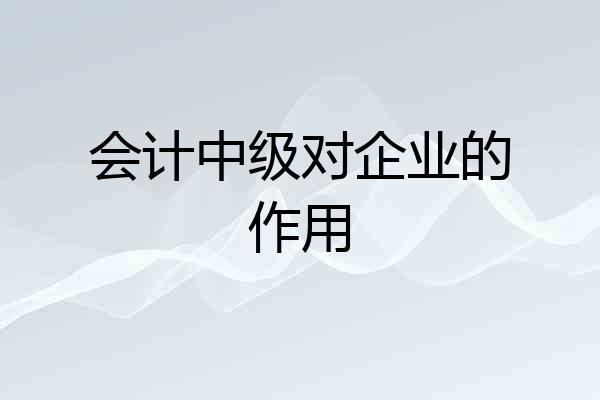 会计中级对企业的作用