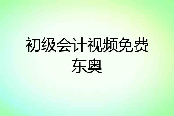 初级会计视频免费东奥