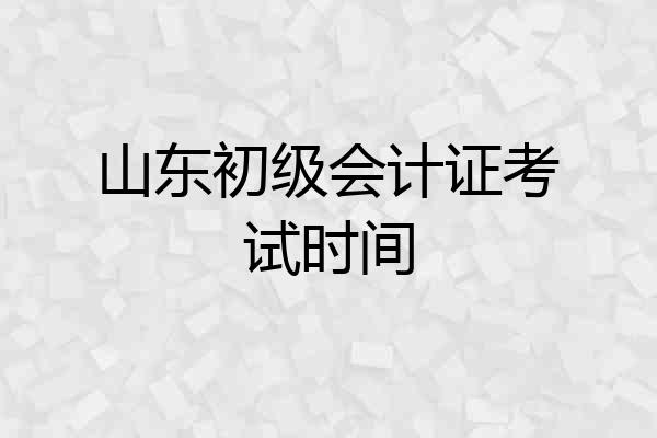 山东初级会计证考试时间