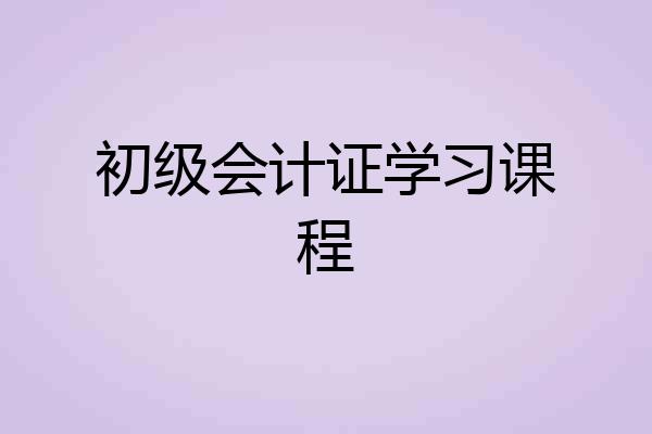 初级会计证学习课程