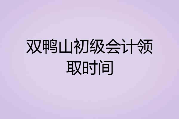 双鸭山初级会计领取时间