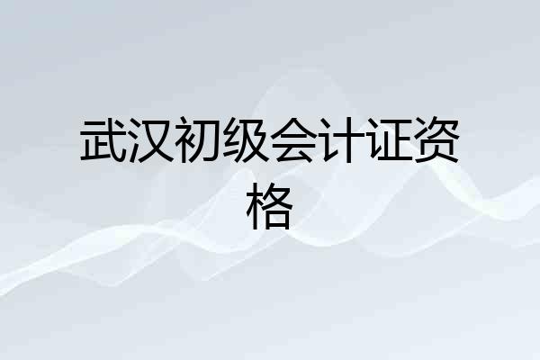 武汉初级会计证资格