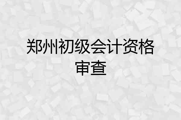 郑州初级会计资格审查