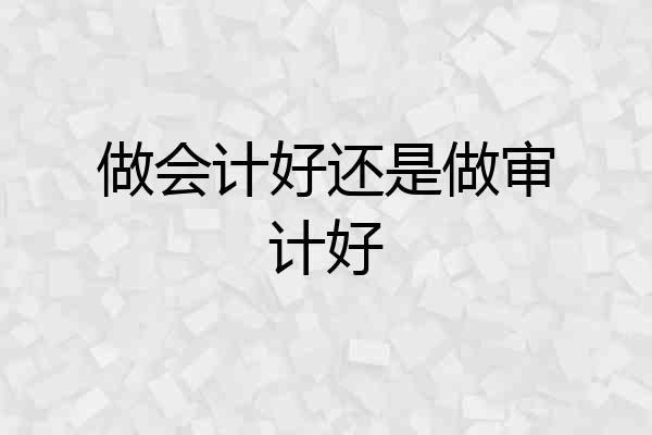 做会计好还是做审计好