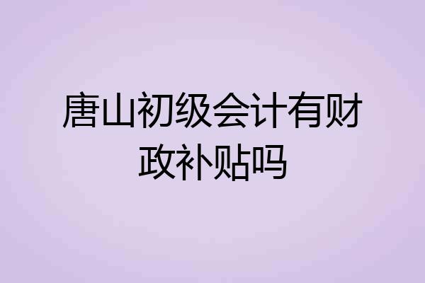 唐山初级会计有财政补贴吗