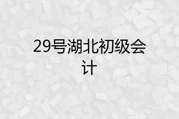 29号湖北初级会计