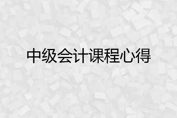 中级会计课程心得