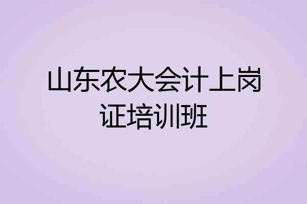 山东农大会计上岗证培训班