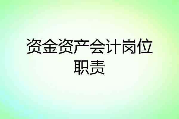 资金资产会计岗位职责