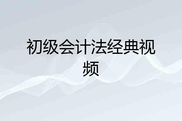 初级会计法经典视频