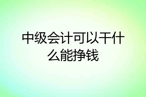 中级会计可以干什么能挣钱