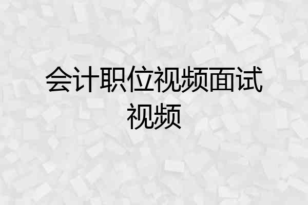会计职位视频面试视频