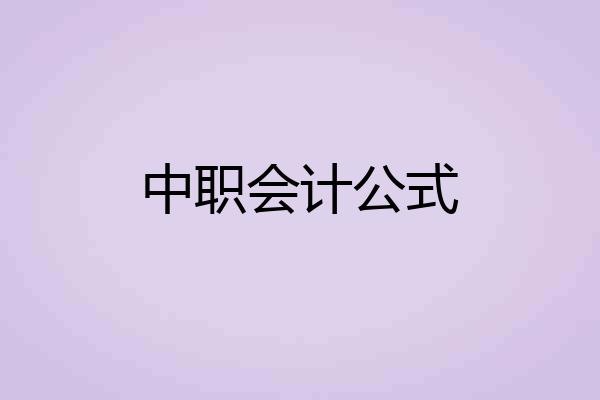 中职会计公式