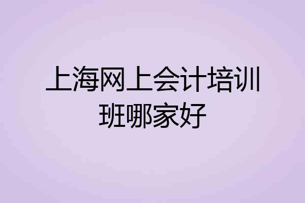 上海网上会计培训班哪家好