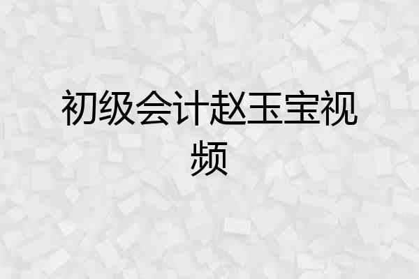 初级会计赵玉宝视频