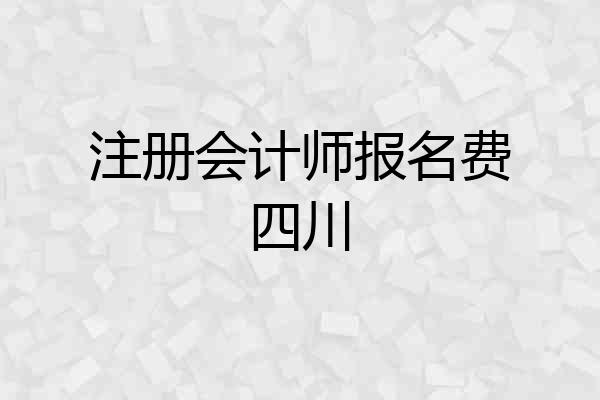 注册会计师报名费四川