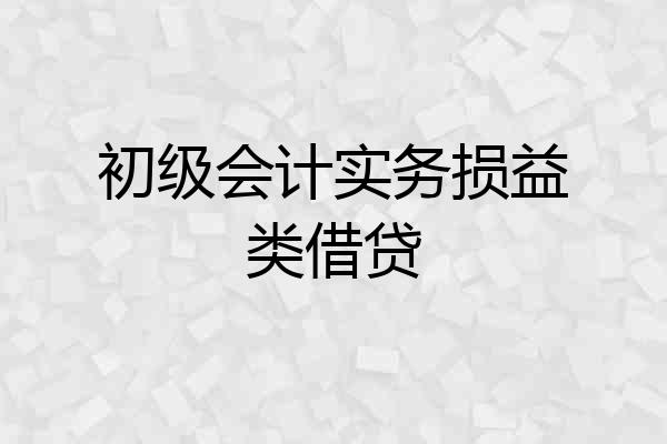初级会计实务损益类借贷
