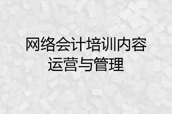 网络会计培训内容运营与管理