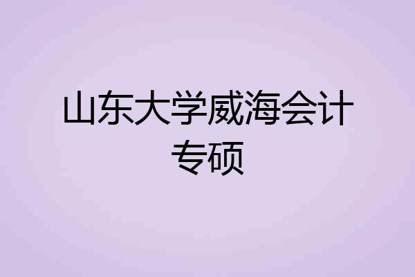 山东大学威海会计专硕