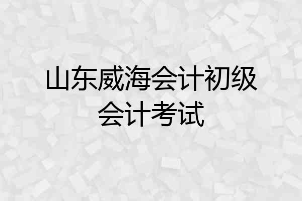 山东威海会计初级会计考试