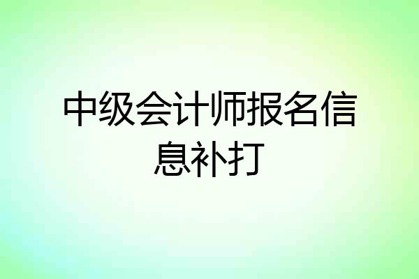 中级会计师报名信息补打