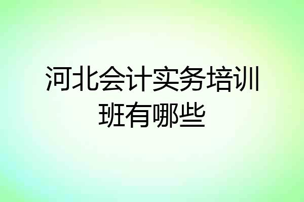 河北会计实务培训班有哪些