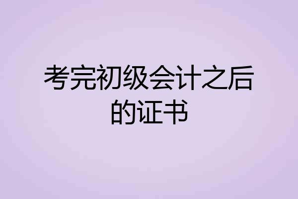 考完初级会计之后的证书