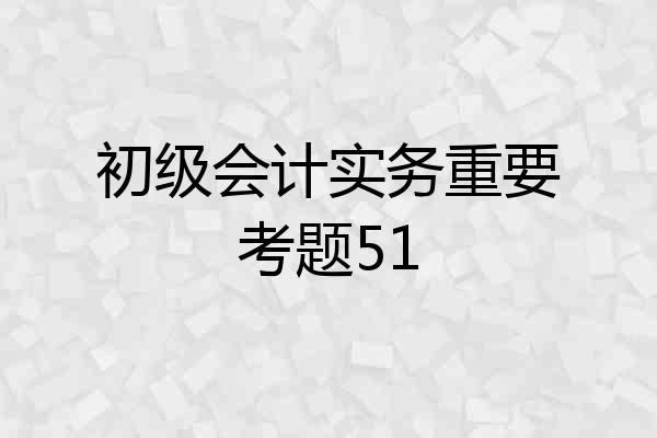 初级会计实务重要考题51