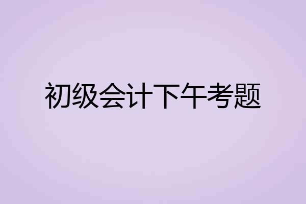 初级会计下午考题